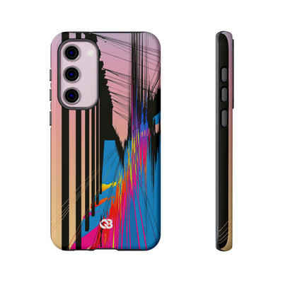 Blue Tough Phone Case for Samsung - Fractured Data Skyline