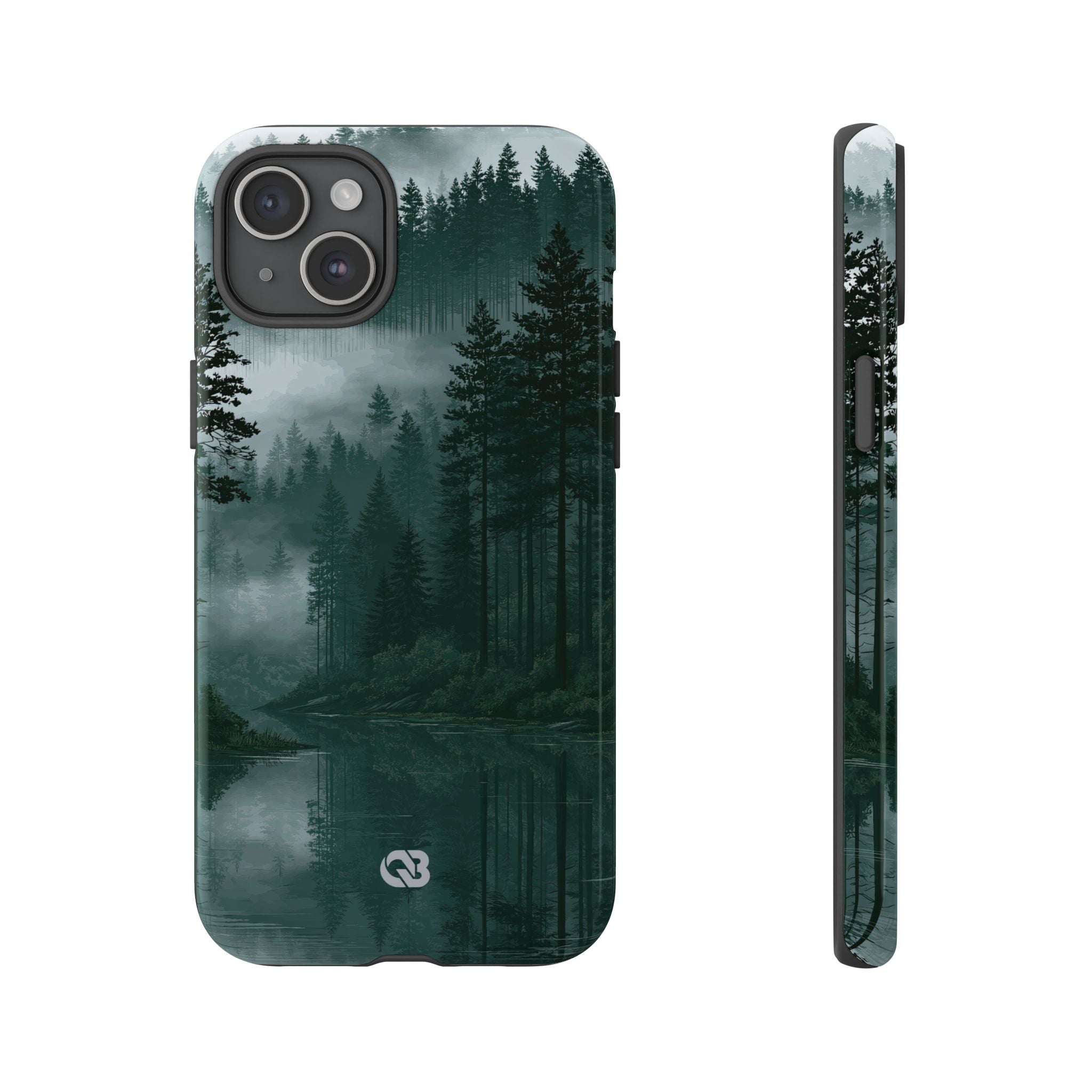 Green Tough Phone Case for iPhone - Misty Evergreen Mirror