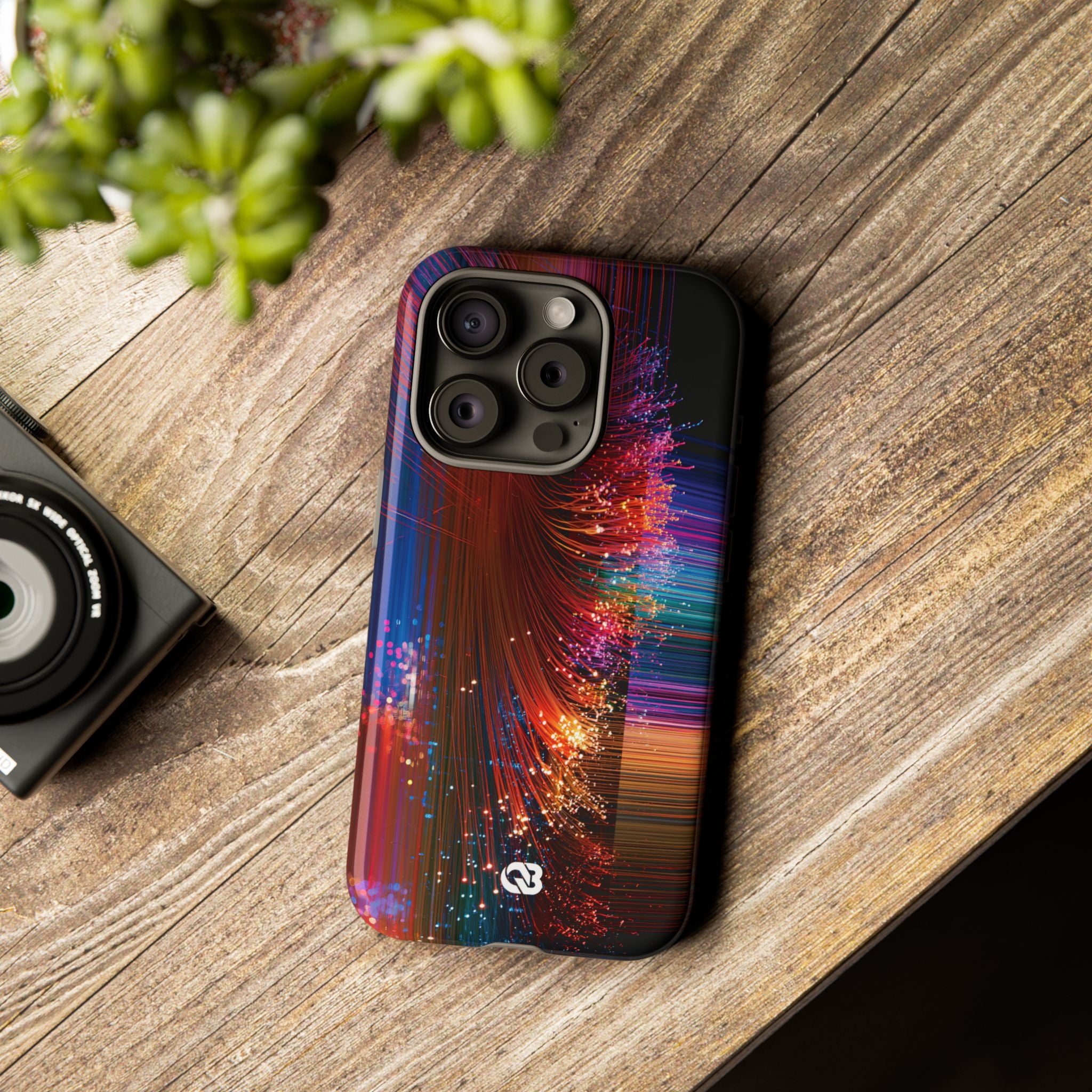 Black Tough Phone Case for iPhone - Cyber Optic Streak