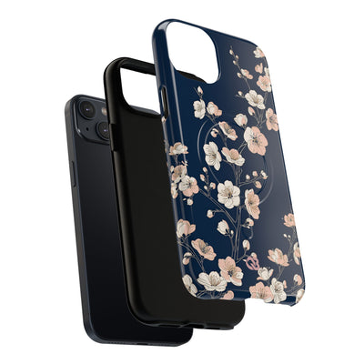 Blue Tough 2.0 Magsafe Phone Case for iPhone - Midnight Peach Sakura