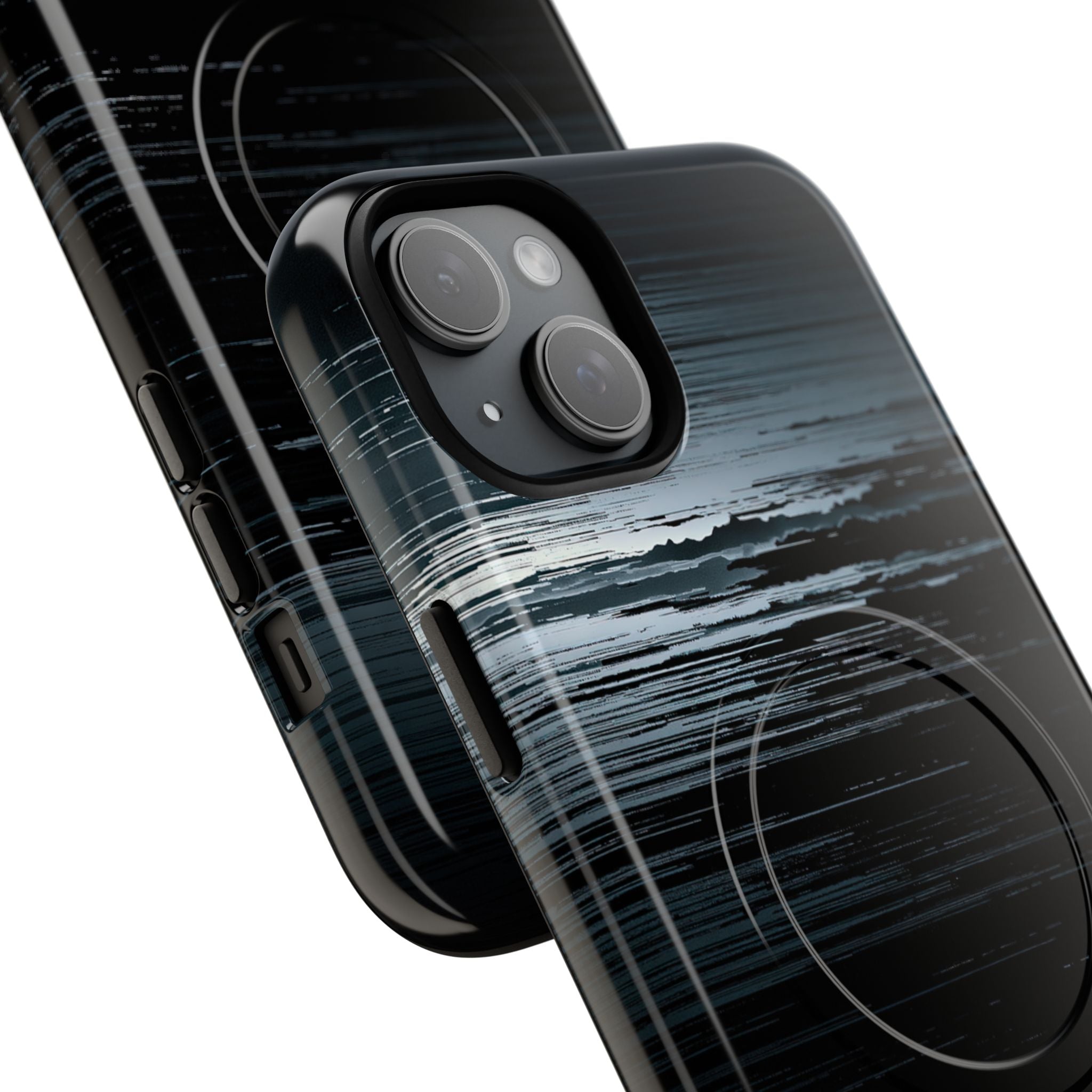 Black Tough 2.0 Magsafe Phone Case for iPhone - Frozen Signal Glitch