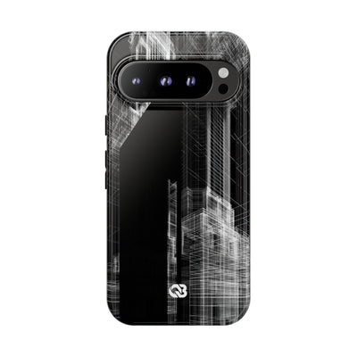 Black Tough Phone Case for Google Pixel - Ghost Urban Wireframe