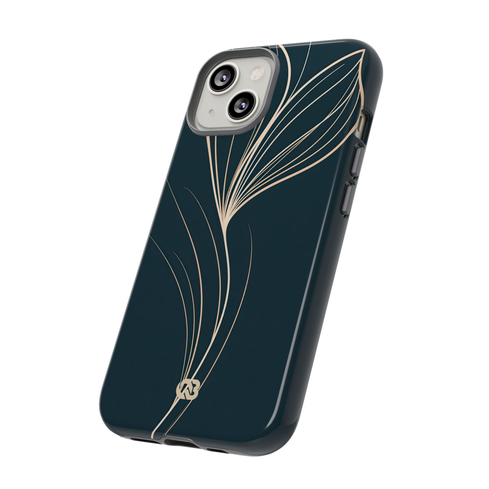 Teal Tough Phone Case for iPhone - Sandstone Silk Flora