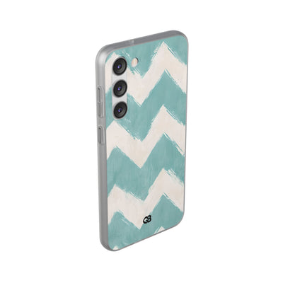Teal Painted Chevron · Soft Phone Case for Samsung
