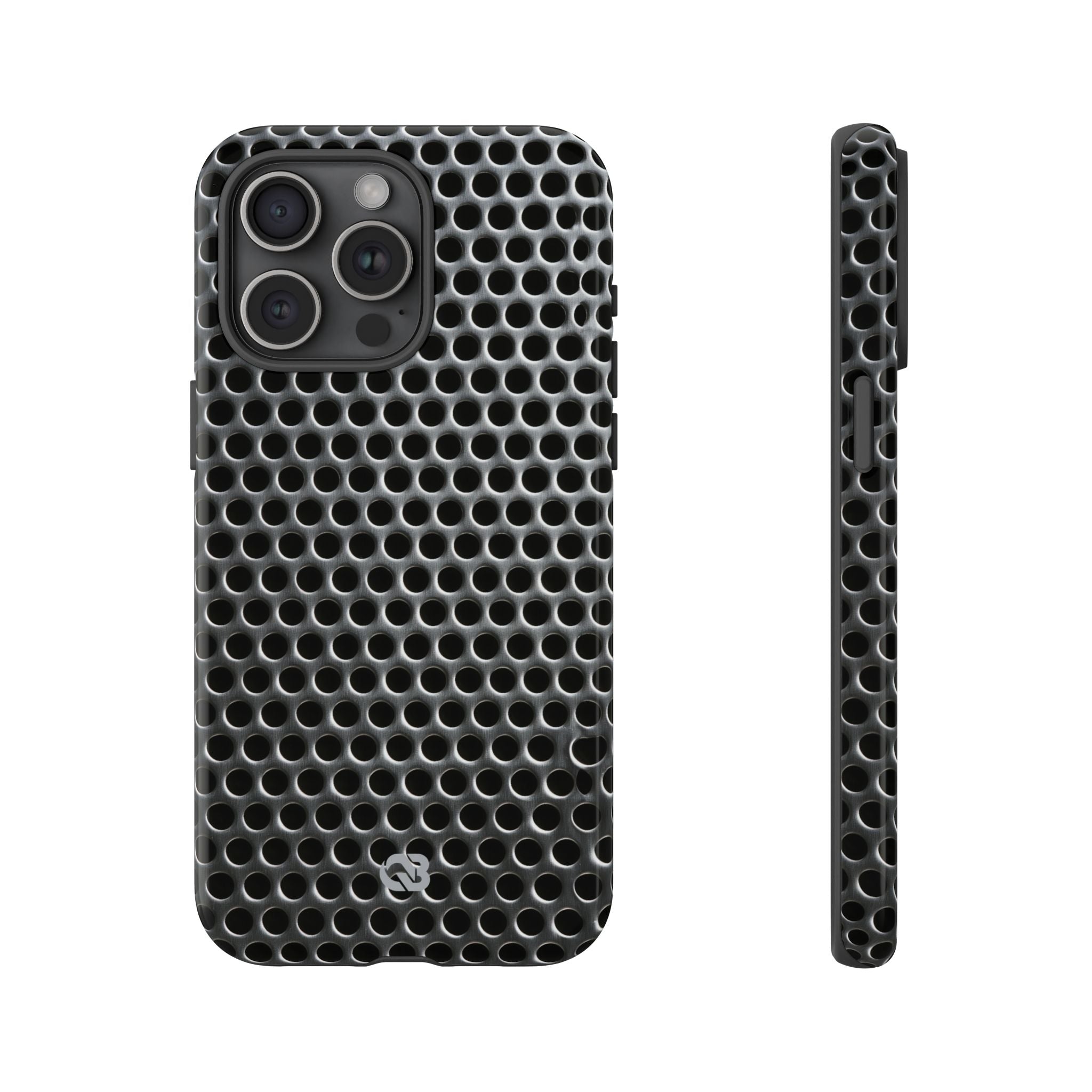 Silver Tough Phone Case for iPhone - Brutalist Steel Mesh