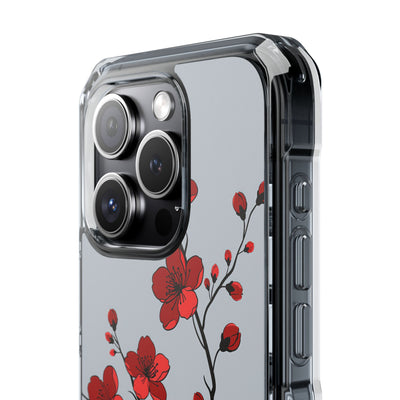 Grey Impact MagSafe Phone Case for iPhone - Crimson Blossom Onyx