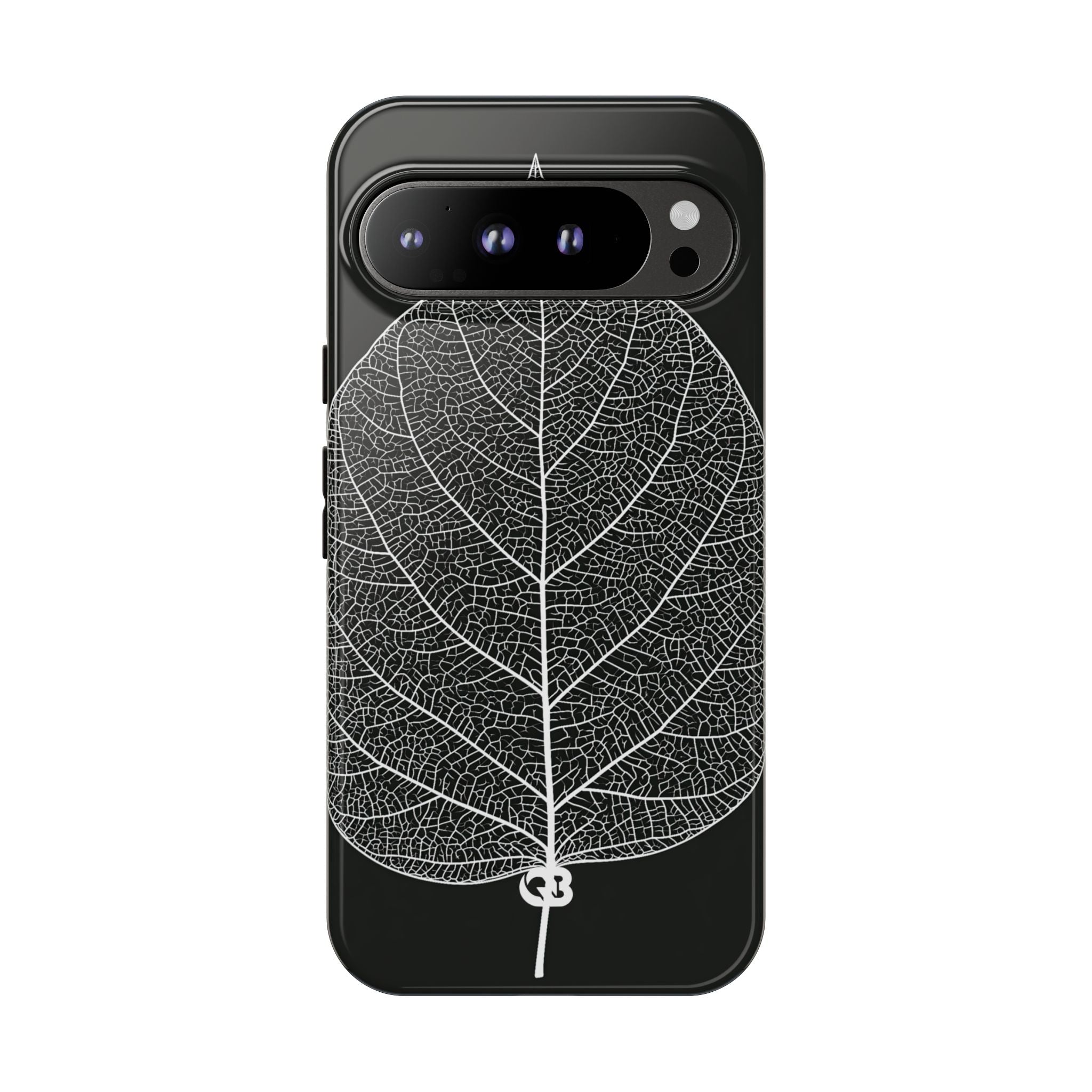 Black Tough Phone Case for Google Pixel - Bleached Leaf Lattice