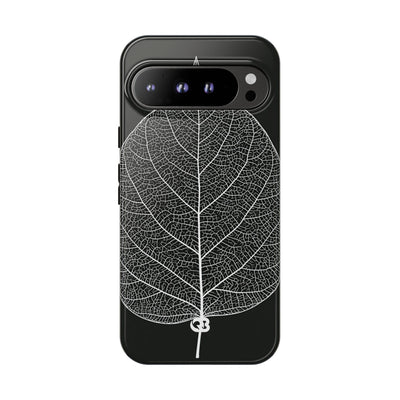 Black Tough Phone Case for Google Pixel - Bleached Leaf Lattice