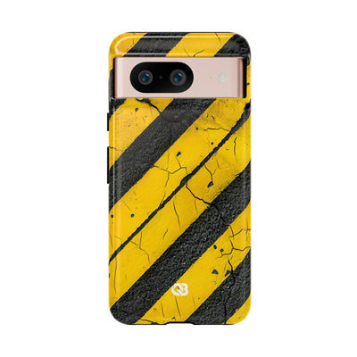 Cracked Hazard Stripes · Tough Phone Case for Google Pixel