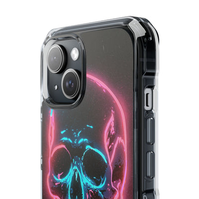 Neon Drip Skull · Clear Impact Magnetic Phone Case for iPhone · Black