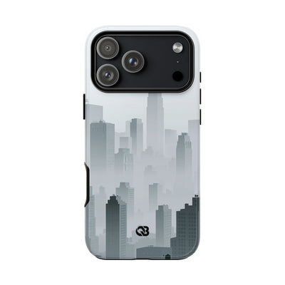 Grey Tough Phone Case for iPhone - Steel Mist Skyline