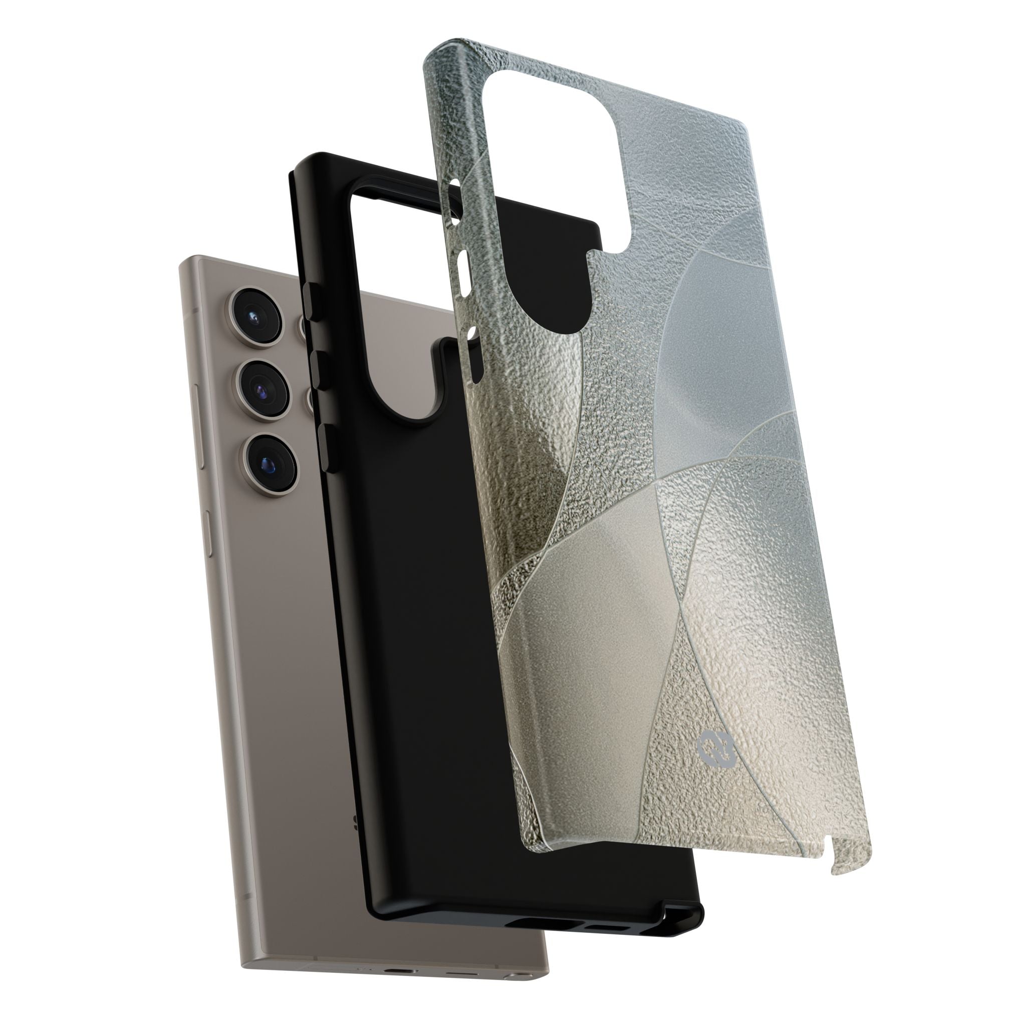 Silver Tough Phone Case for Samsung - Frosted Silver Mosaic