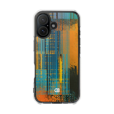 Cyber Glitch Stream · Clear Impact Magnetic Phone Case for iPhone · Teal