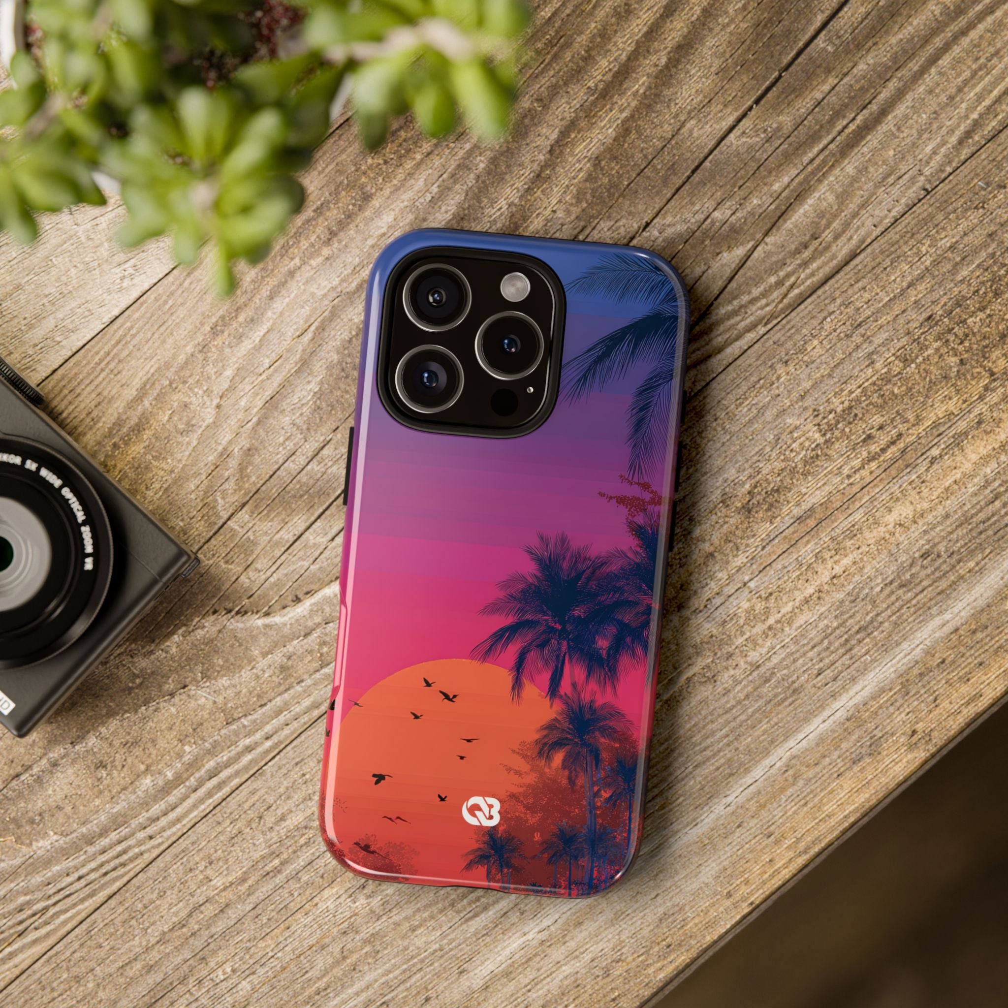 Neon Horizon Palms · Tough Phone Case for iPhone