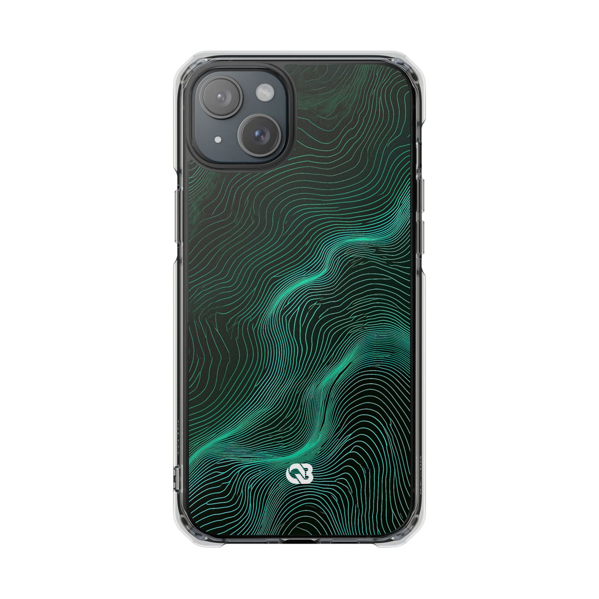 Emerald Topo Ridge · Clear Impact Magnetic Phone Case for iPhone · Green