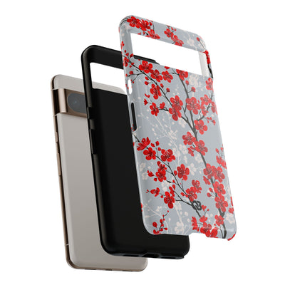 Grey Tough Phone Case for Google Pixel - Crimson Sakura Slate