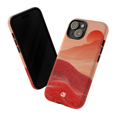 Red Tough Phone Case for iPhone - Crimson Ridge Lines