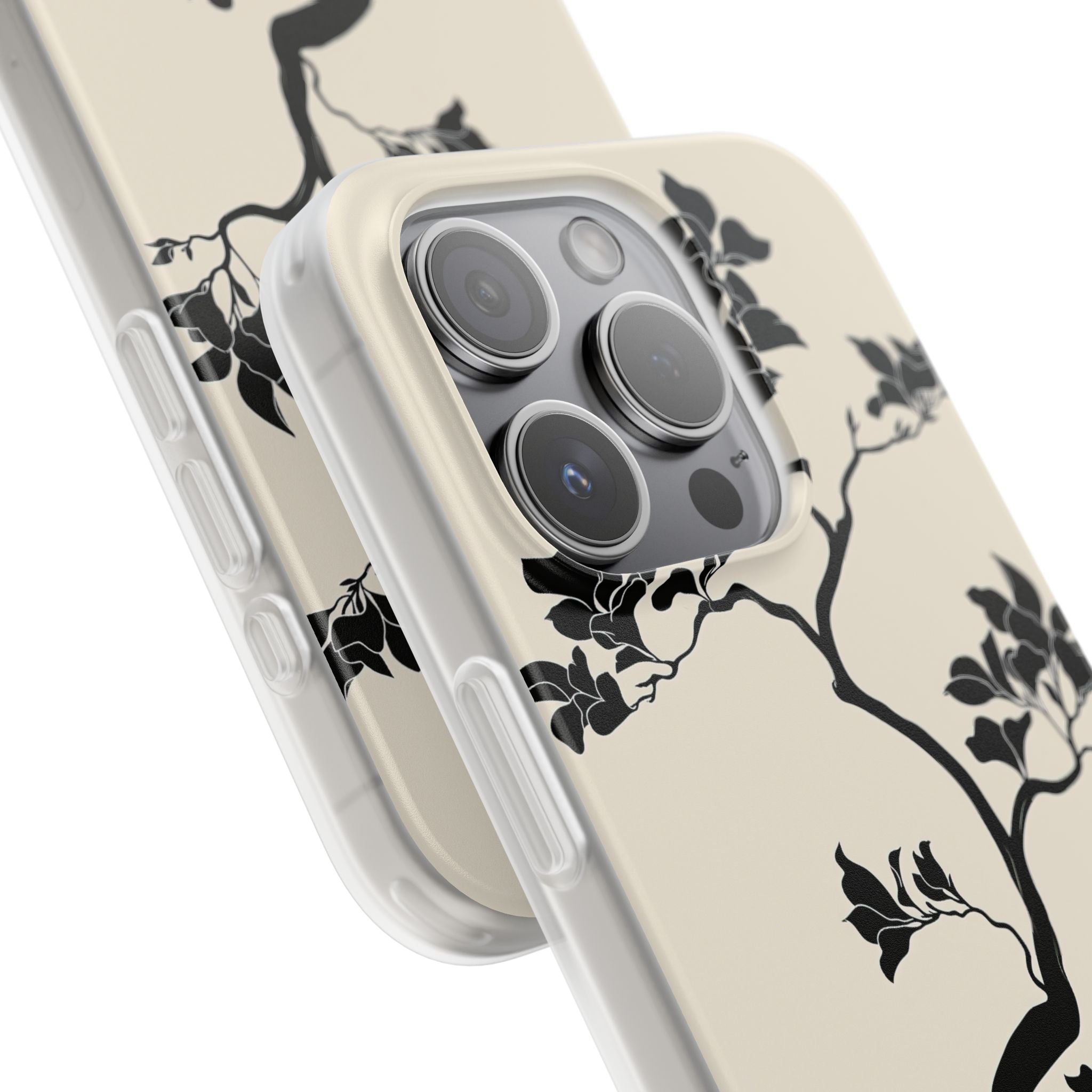 Beige Lite Phone Case for iPhone - Obsidian Bonsai Silhouette