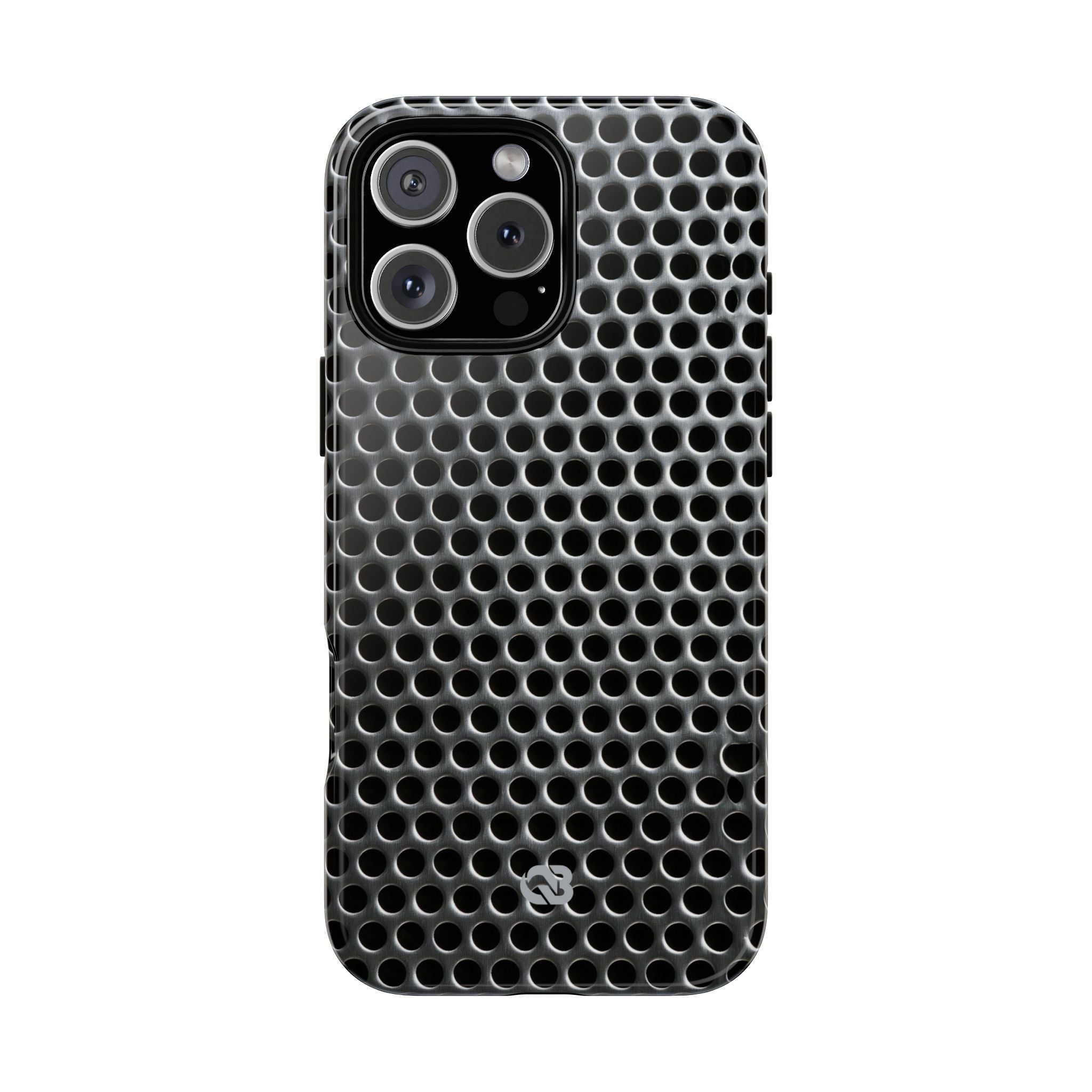 Silver Tough Phone Case for iPhone - Brutalist Steel Mesh