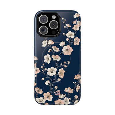 Blue Tough 2.0 Magsafe Phone Case for iPhone - Midnight Peach Sakura