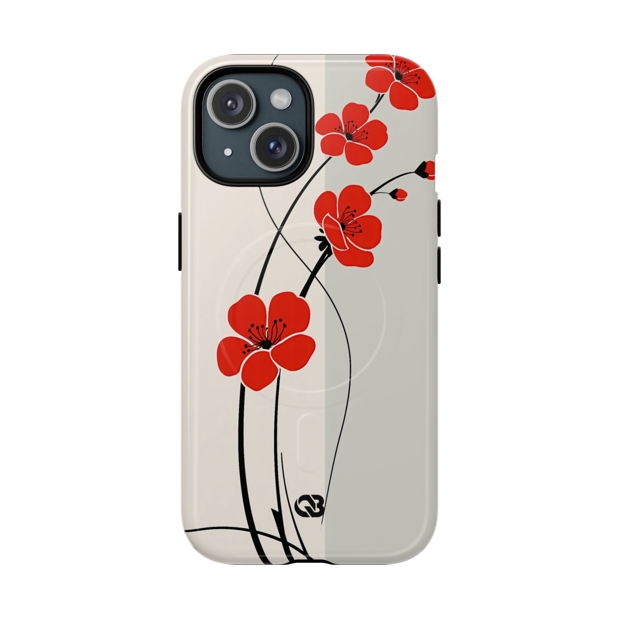 Red Tough 2.0 Magsafe Phone Case for iPhone - Crimson Plum Ink