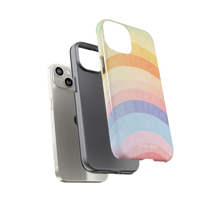 Pastel Rainbow Bands iPhone 14 Skal - Tough