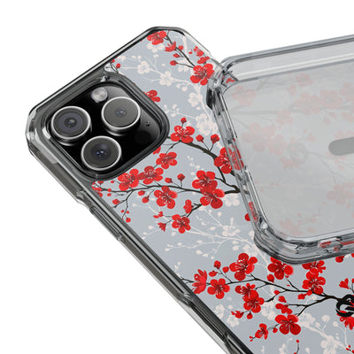 Grey Impact MagSafe Phone Case for iPhone - Crimson Sakura Slate