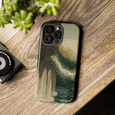 Beige Tough Phone Case for iPhone - Veridian Data Ridge
