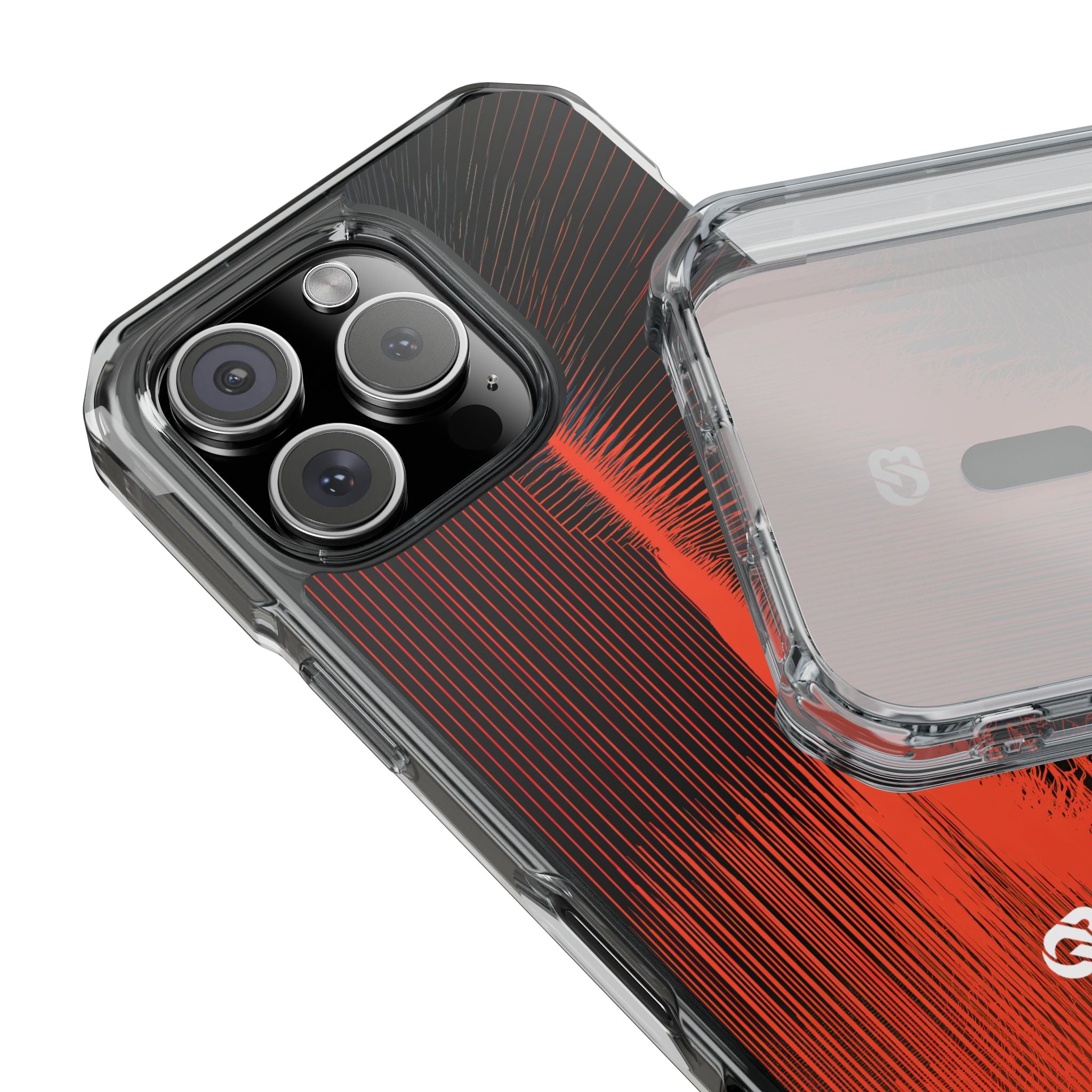 Red Impact MagSafe Phone Case for iPhone - Crimson Frequency Pulse