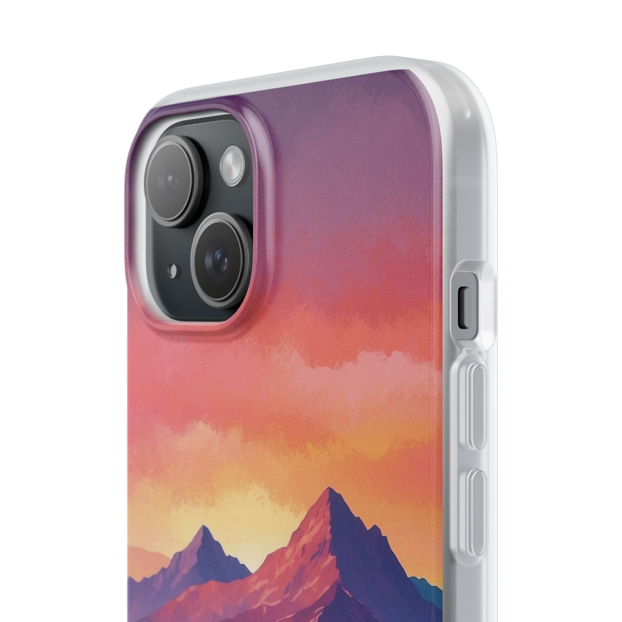 Crimson Mountain Dusk · Soft Custodia per iPhone