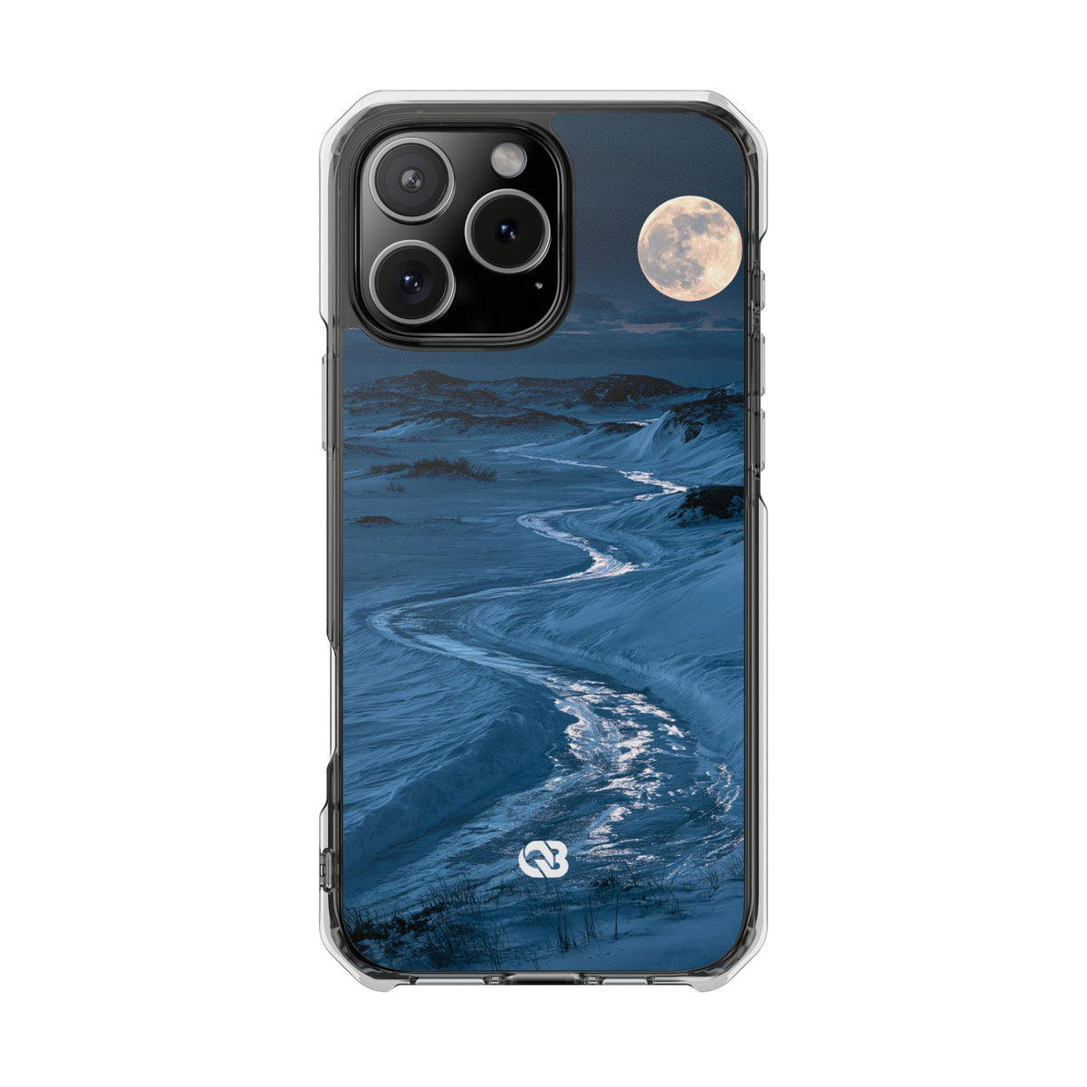 Arctic Moon Drift · Clear Impact Magnetic Phone Case for iPhone · Blue