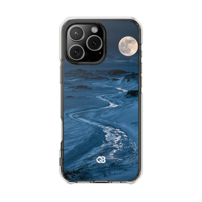 Arctic Moon Drift · Clear Impact Magnetic Phone Case for iPhone · Blue