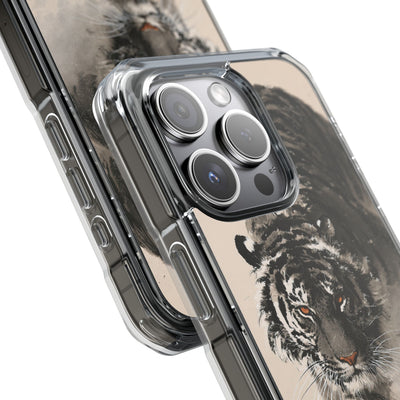 Ink Wash Tiger · Clear Impact Magnetic Phone Case for iPhone · Beige