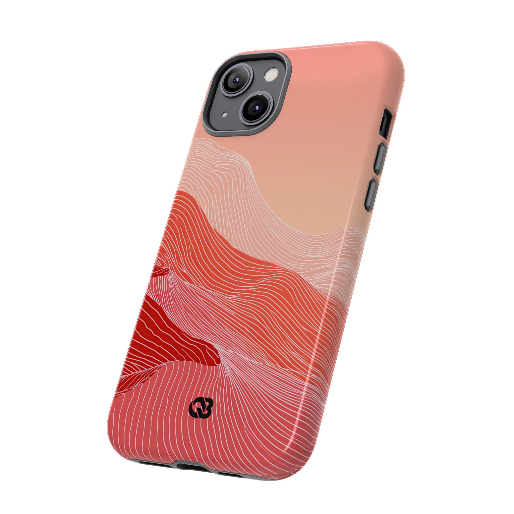 Red Tough Phone Case for iPhone - Crimson Ridge Contour