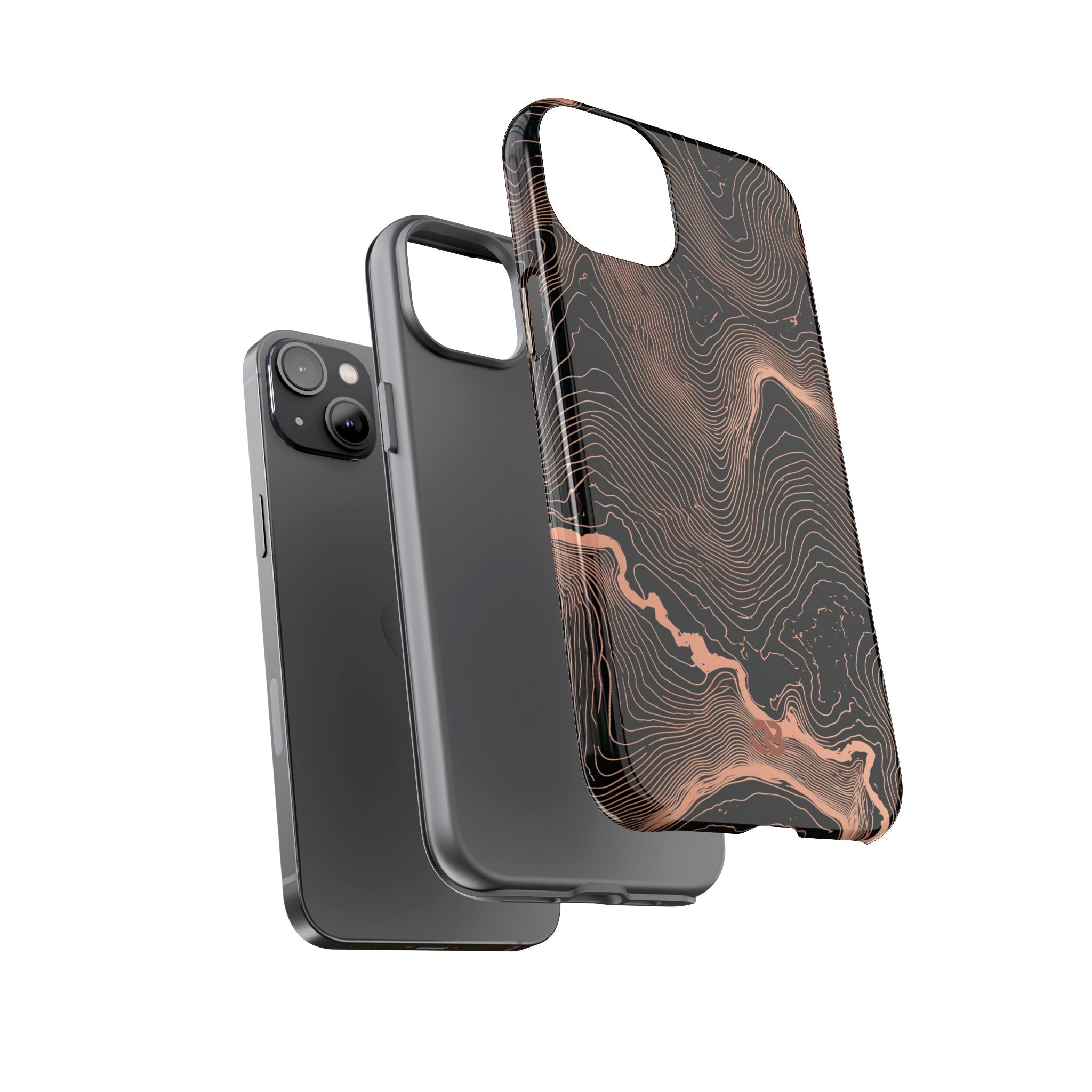 Orange Tough Phone Case for iPhone - Salmon Ridge Topo