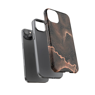 Orange Tough Phone Case for iPhone - Salmon Ridge Topo