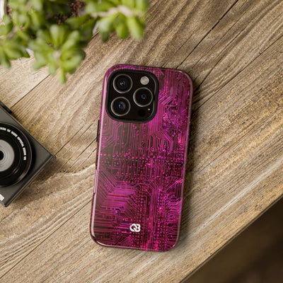 Magenta Circuit Trace · Tough Phone Case for iPhone · Pink