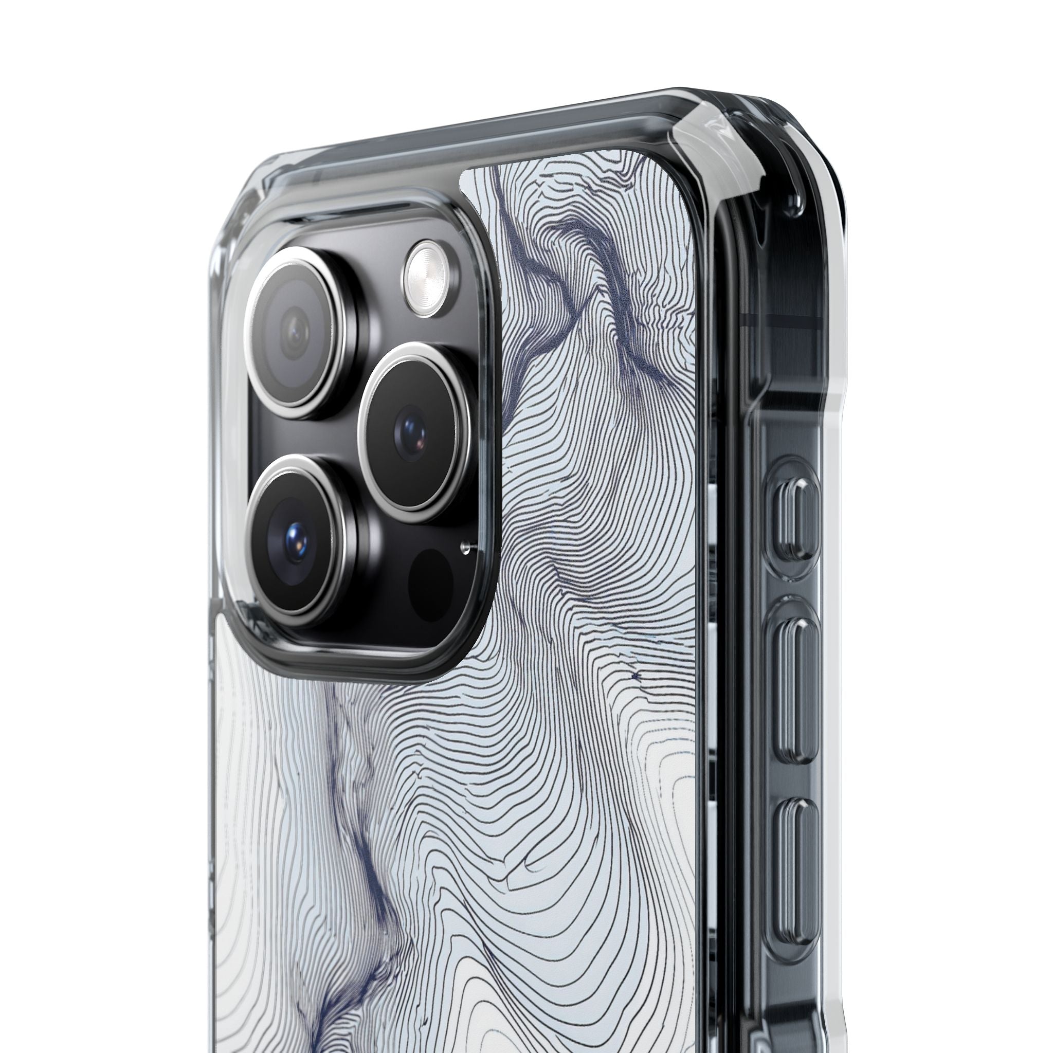 White Impact MagSafe Phone Case for iPhone - Nordic Ridge Topo