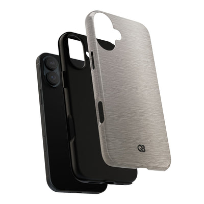 Grey Tough Phone Case for iPhone - Brushed Nickel Linen