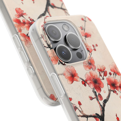 Crimson Silk Flora · Soft Custodia per iPhone