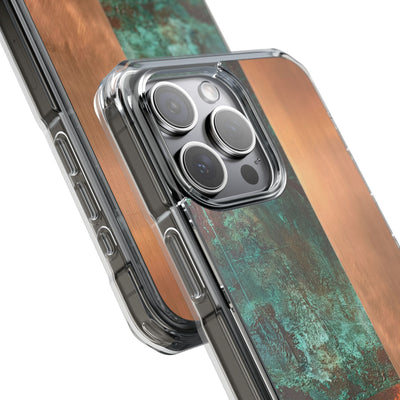 Teal Impact MagSafe Phone Case for iPhone - Verdigris Copper Slab