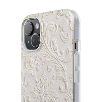 White Lite Phone Case for iPhone - Alabaster Floral Relief