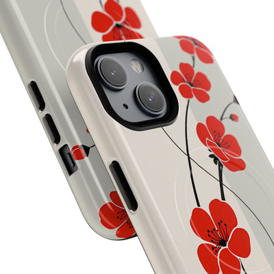 Red Tough 2.0 Magsafe Phone Case for iPhone - Crimson Plum Ink