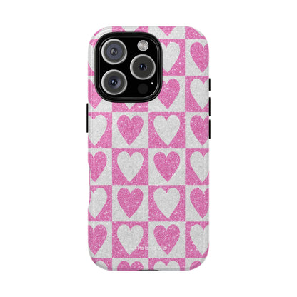 Glitter Hart Raster iPhone 16 Pro Case - Tough+