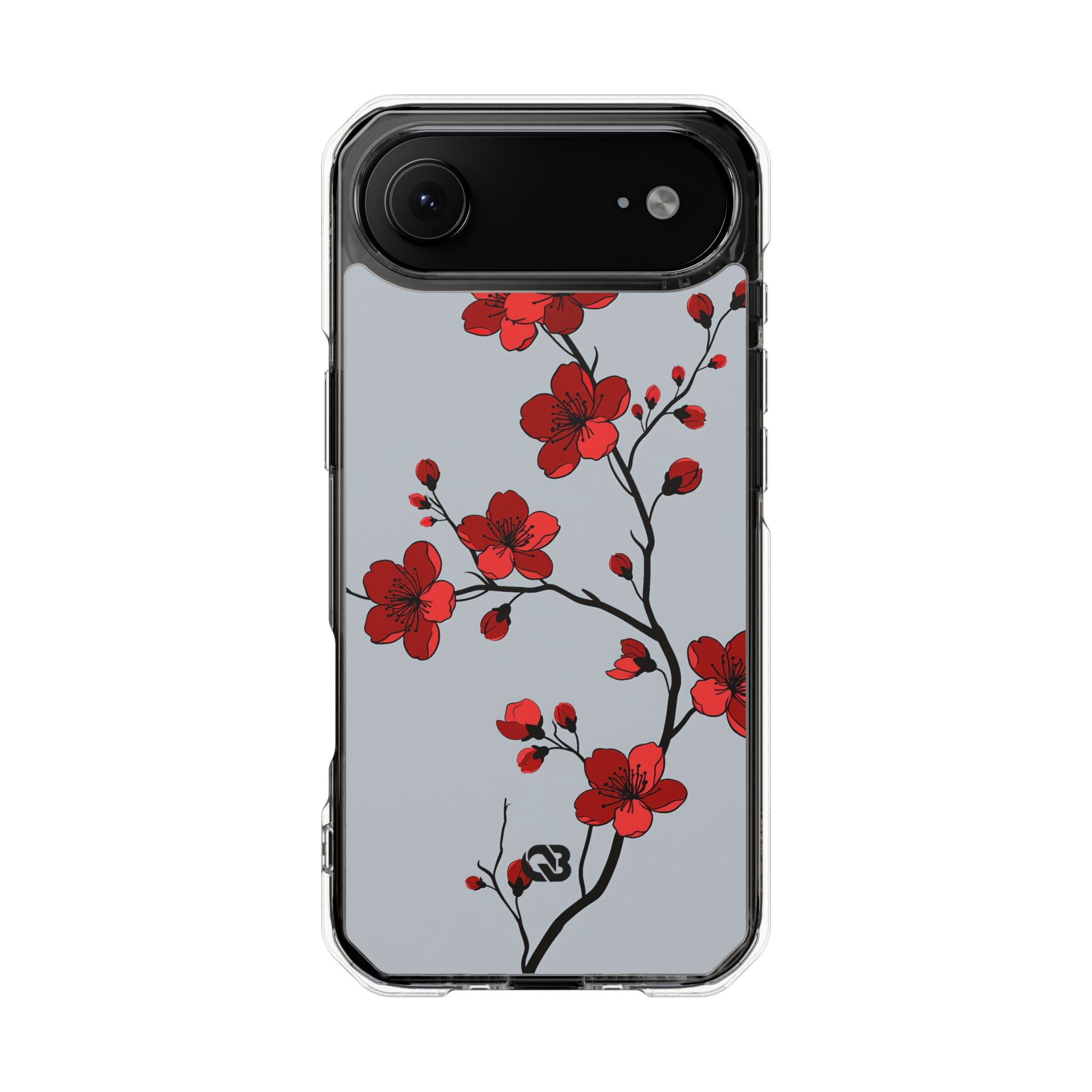 Grey Impact MagSafe Phone Case for iPhone - Crimson Blossom Onyx