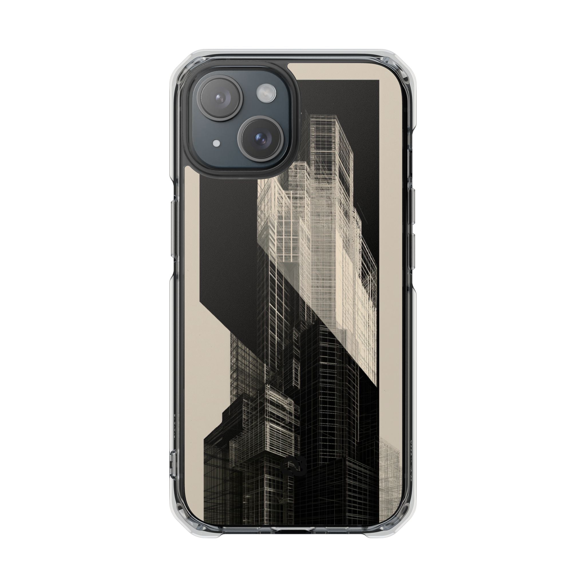 Beige Impact MagSafe Phone Case for iPhone - Monolith Urban Grid