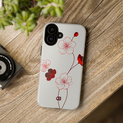 Red Tough Phone Case for iPhone - Kyoto Ember Bloom