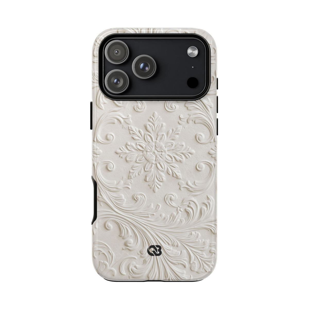 Ivory Baroque Relief · Tough Phone Case for iPhone · White