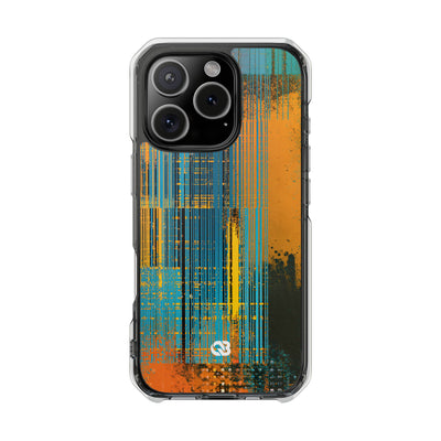 Cyber Glitch Stream · Clear Impact Magnetic Phone Case for iPhone · Teal