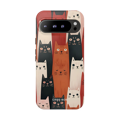 Verlängerte Katzen Schwarz Google Pixel 9 Pro XL Case - Tough